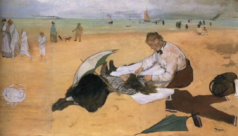 Edouard Manet On the beach,Boulogne-sur-Mer oil painting picture